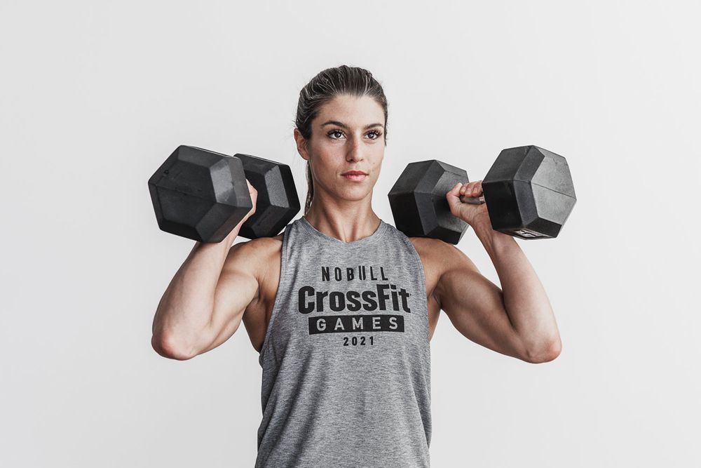 NOBULL Women's Crossfit Games® 2021 High-Neck Tank Tops - Heather Grey - Ireland (4619MPKYN)